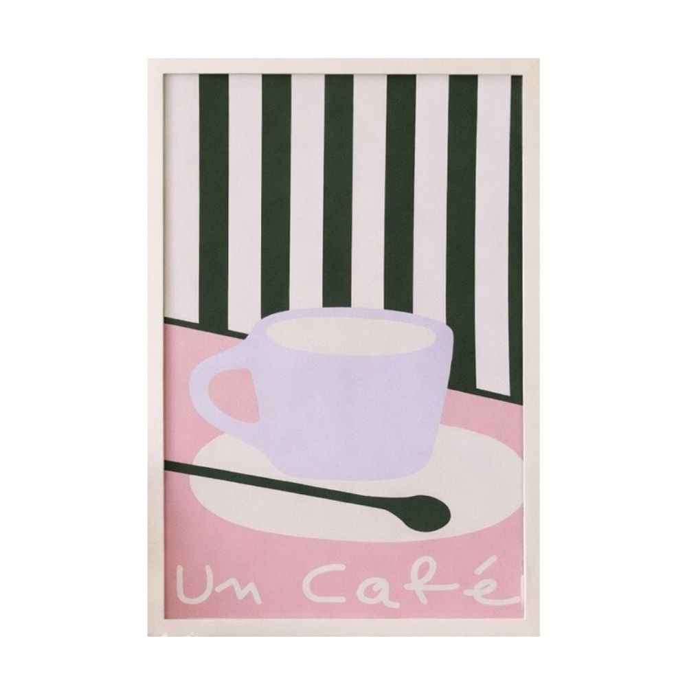 Cuadro Canva Un Café 40x60cm con marco Mdf Orange