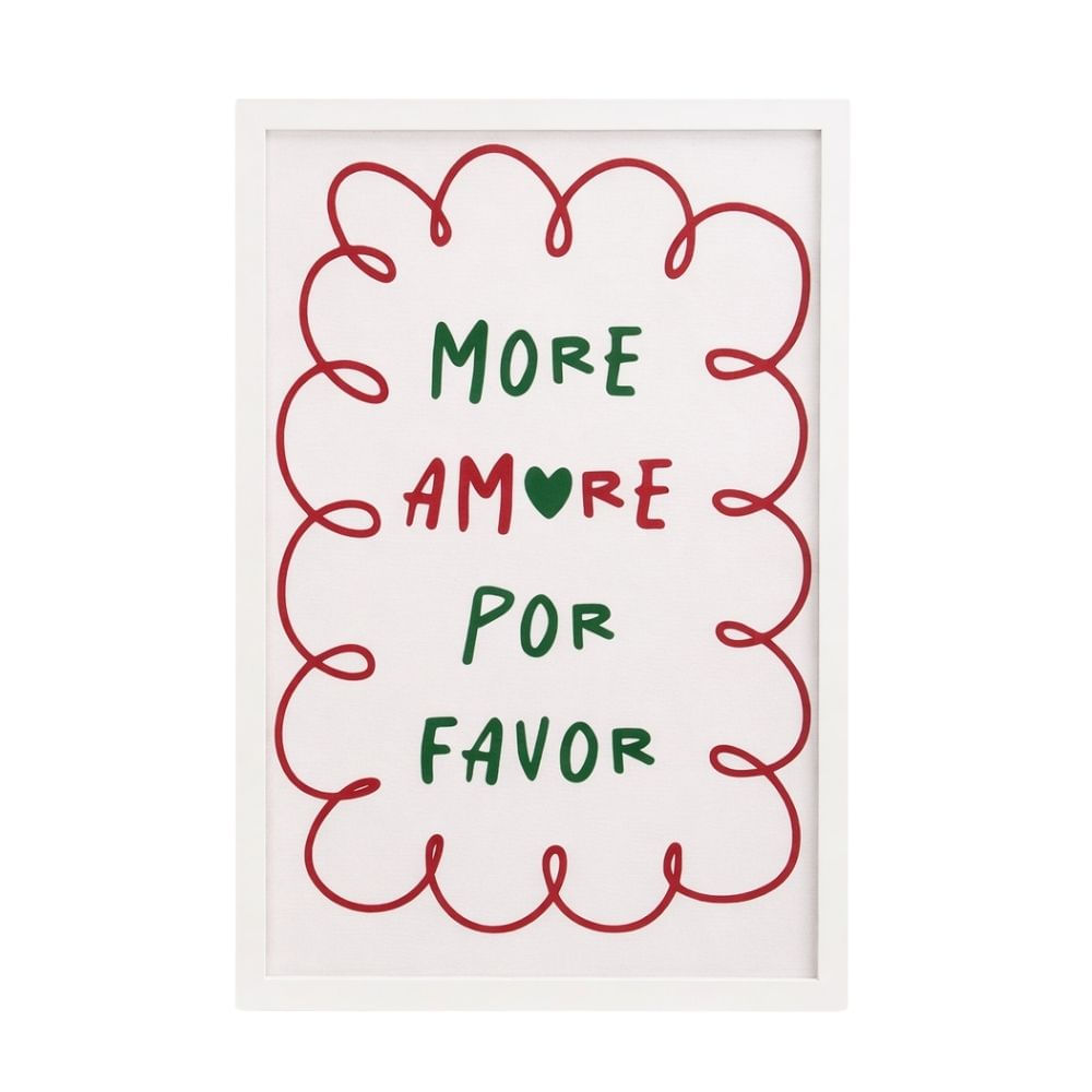 Cuadro Canva More Amore Por Favor 40x60cm con marco Mdf Orange