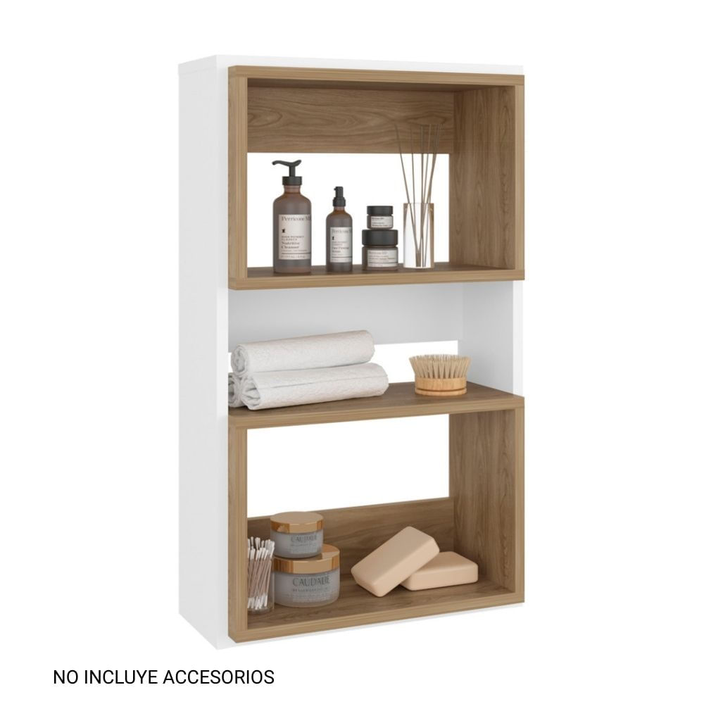 Mueble Auxilar Muro Baño Eco Blanco y Fresno Tuhome