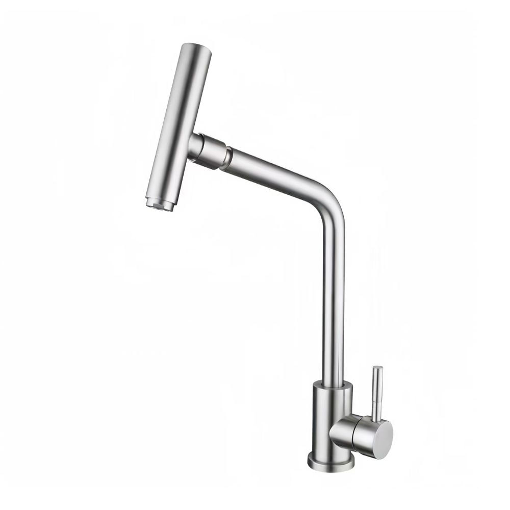 Grifería Eco Monocomando con Aireador Rotativo Inoxidable 360 Trebol