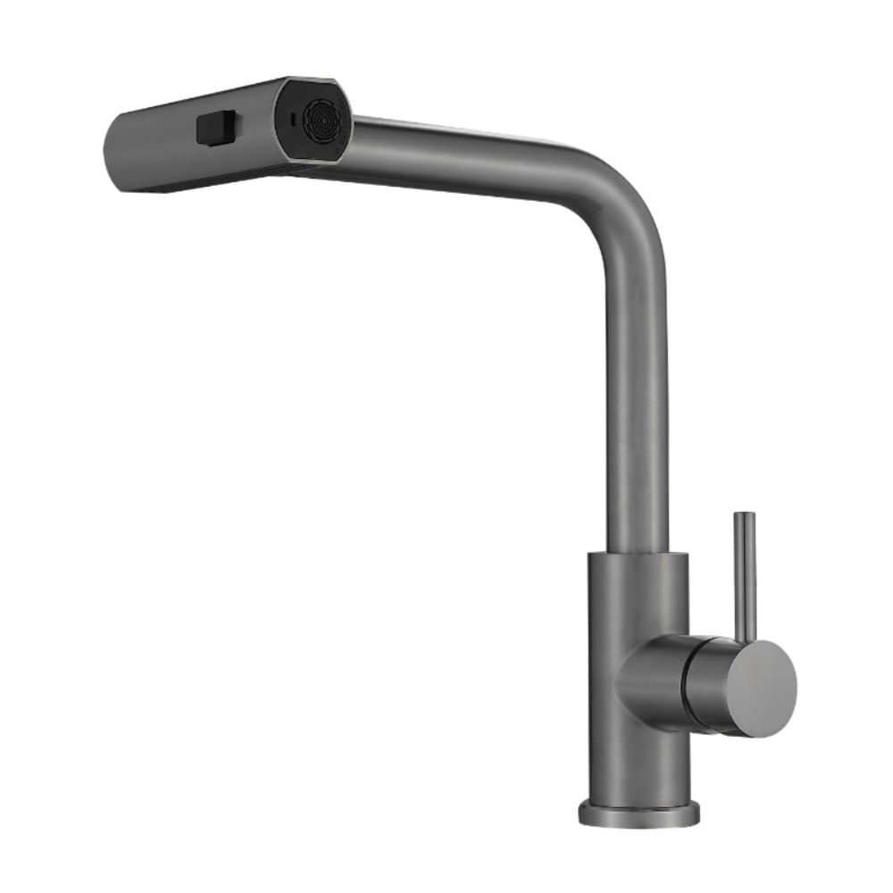 Grifería Eco Monocomando Medium con Pico Extraible Gunmetal Inoxidable Trebol