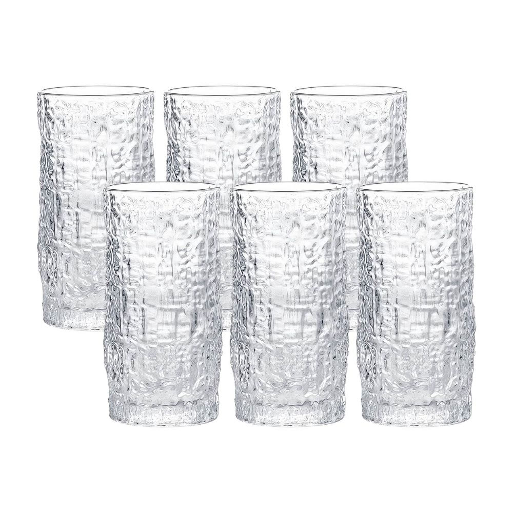 Juego x 6 piezas Vaso Alto Labrado 330ml Y6015