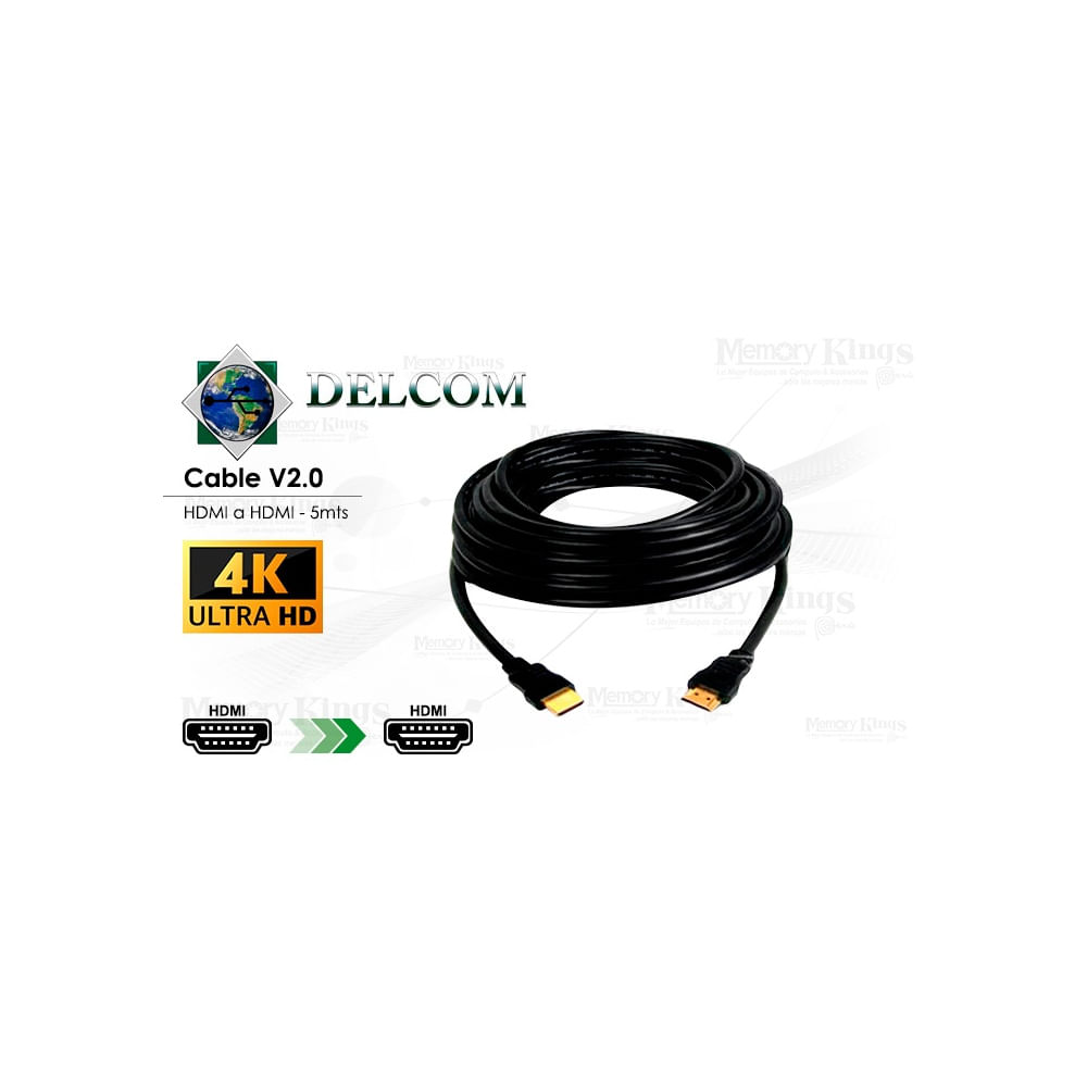 Cable HDMI 5m Delcom UHD 4K/2K - Alta velocidad y calidad de imagen para tus dispositivos