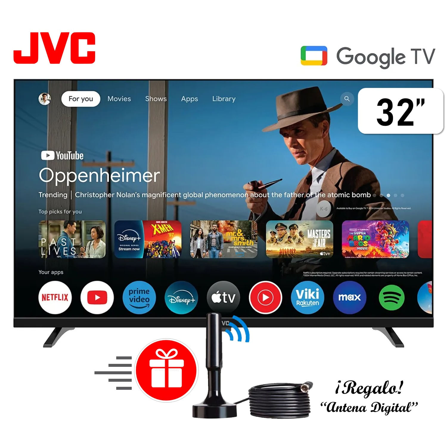 televisor Led Jvc 32 Hd Google Tv Lt-32km138 - Antena Digital