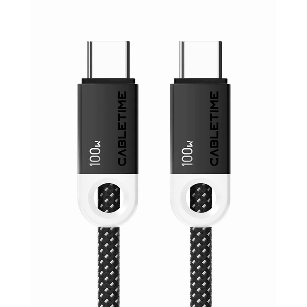 Cable USB-C a USB-C 2m Cabletime 100W Negro - Alta velocidad y durabilidad para tus dispositivos
