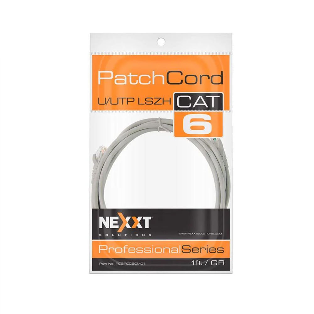 Cable de red Cat6 Nexxt Solutions UTP RJ-45 30cm - Conexión rápida y eficiente en gris