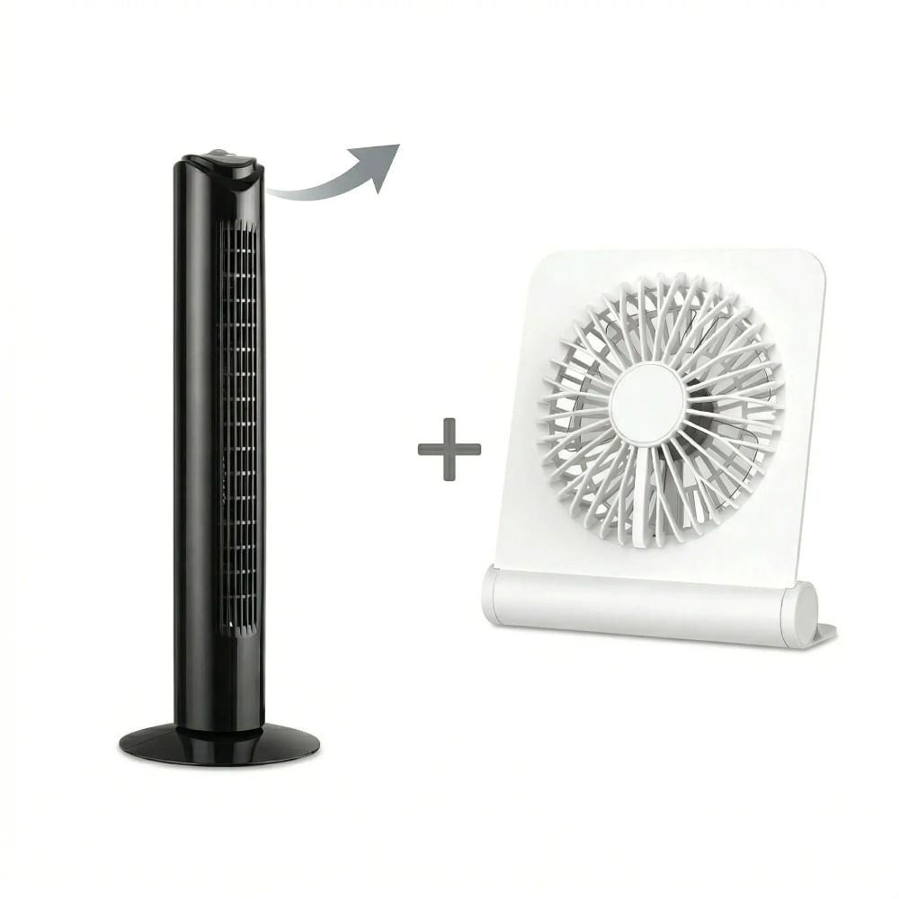 Ventilador Tipo Torre 50W TF2905 Imaco MÁS Ventilador de mesa RF0504 Imaco