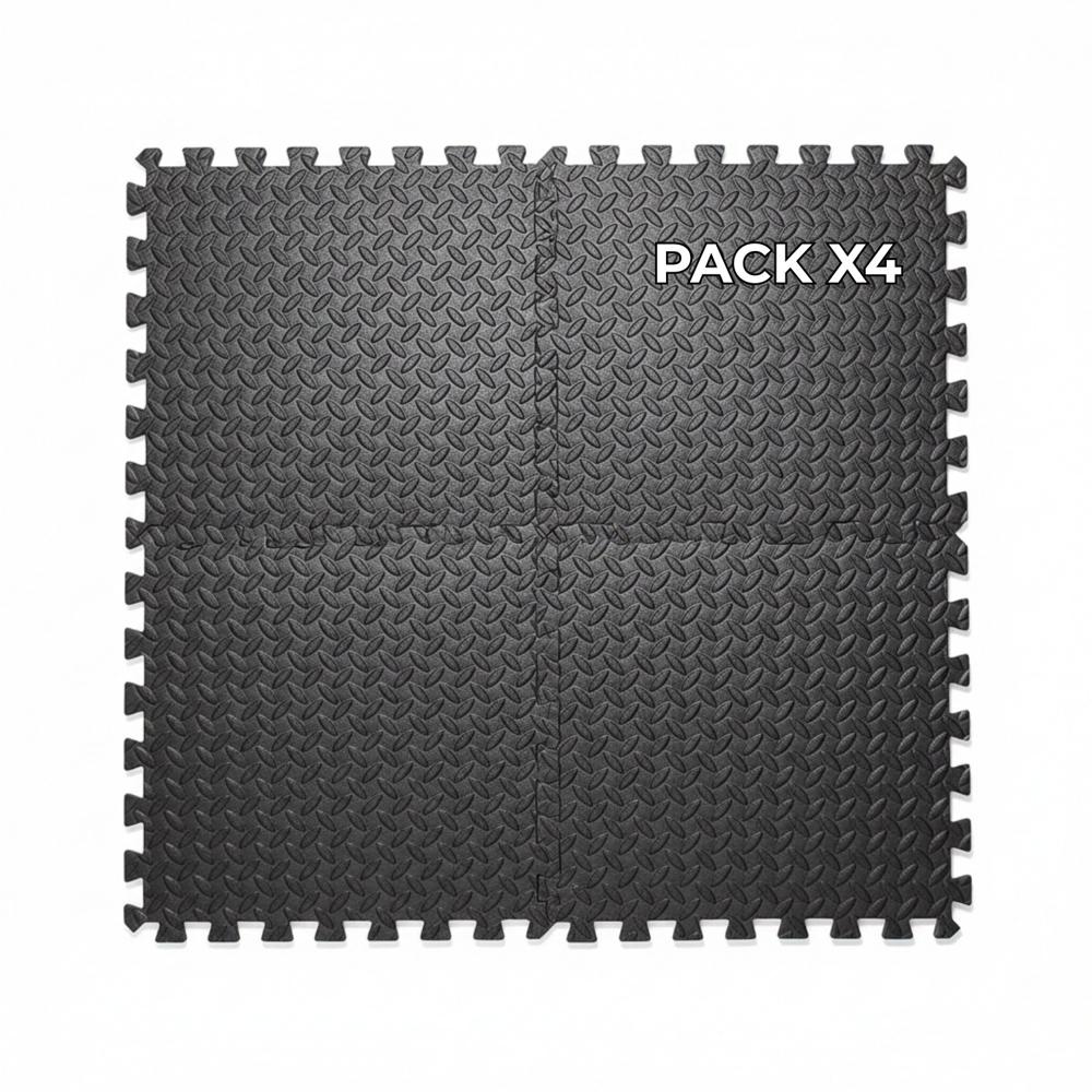 Piso de Goma 15mm para Gimnasio 60x60 cm Set X4