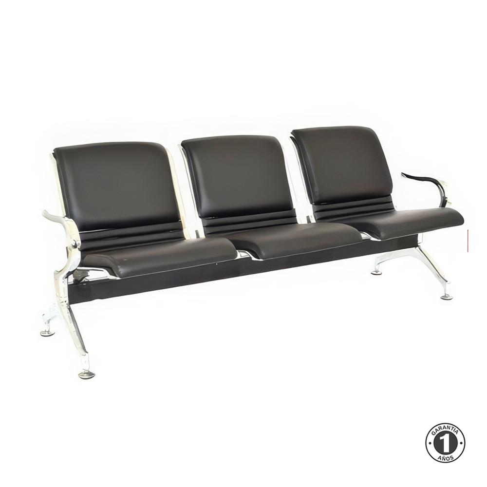 Tandem Aeropuerto Full Tapiz Negro 3 Asientos Althea Confort