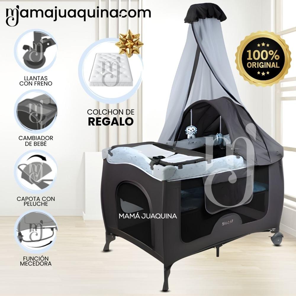 Cuna Corral Mecedora SALLY CUTE Light Blue con Colchón