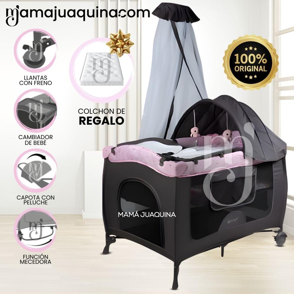 Cuna Corral Mecedora SALLY CUTE Light Pink con Colchón