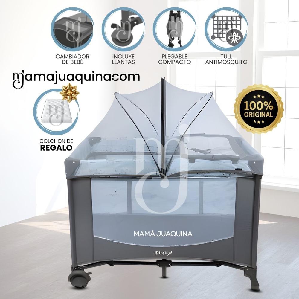 Cuna Corral NELA Light Blue con Colchón