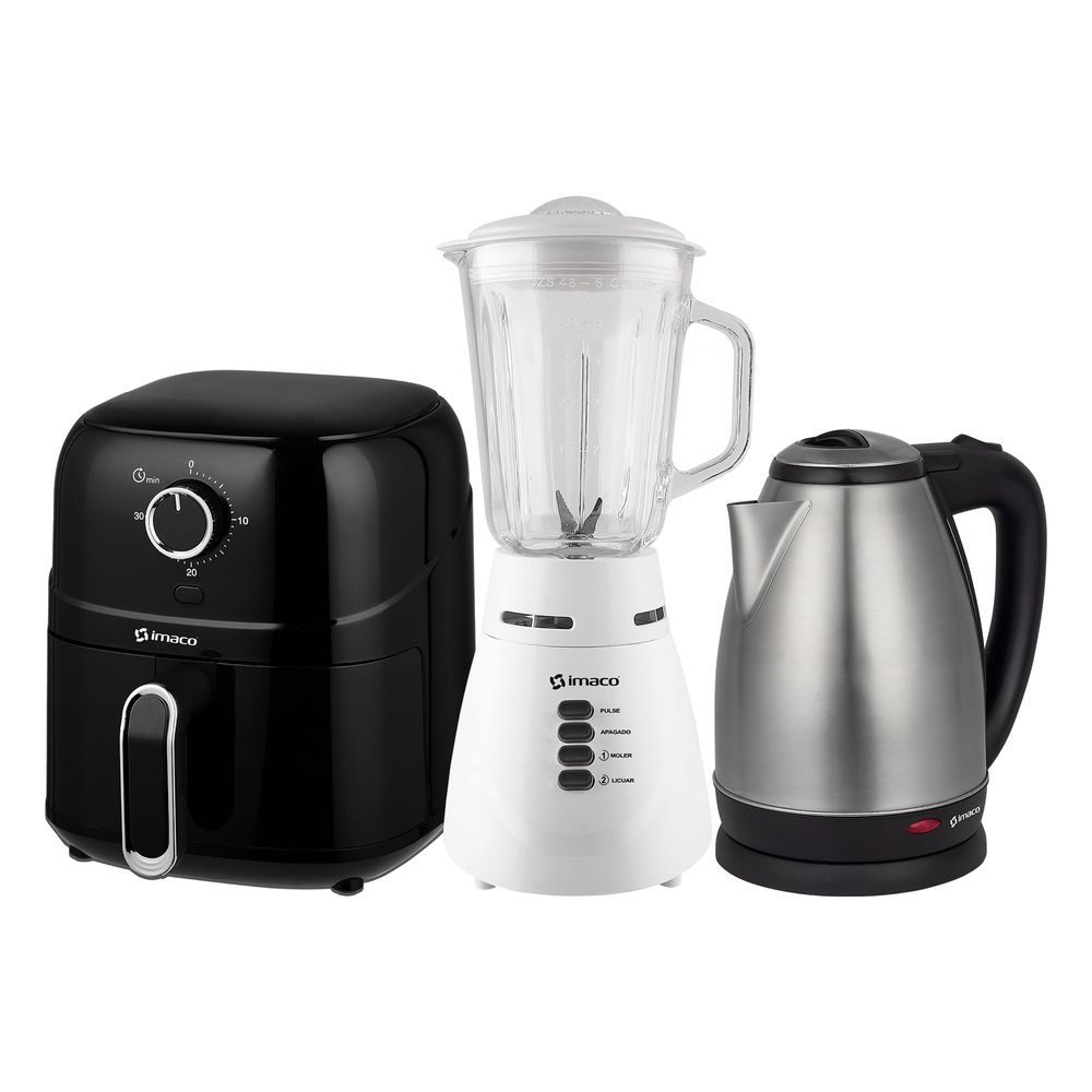 Tricombo IMACO Licuadora BL4125VN + Freidora de Aire AF2380N+ Hervidor KE1801 Tricombo IMACO Licuadora BL4125VN + Freidora de Aire AF2380N+ Hervidor KE1801