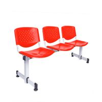 Tandem De Espera Prisma Ve Rojo 3 Asientos Estructura Gris Althea Confort