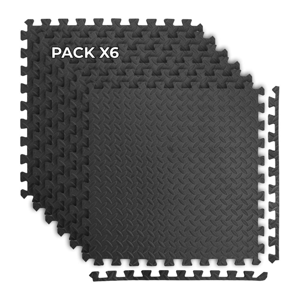 Piso de Goma 15mm para Gimnasio 60x60 cm Set X6