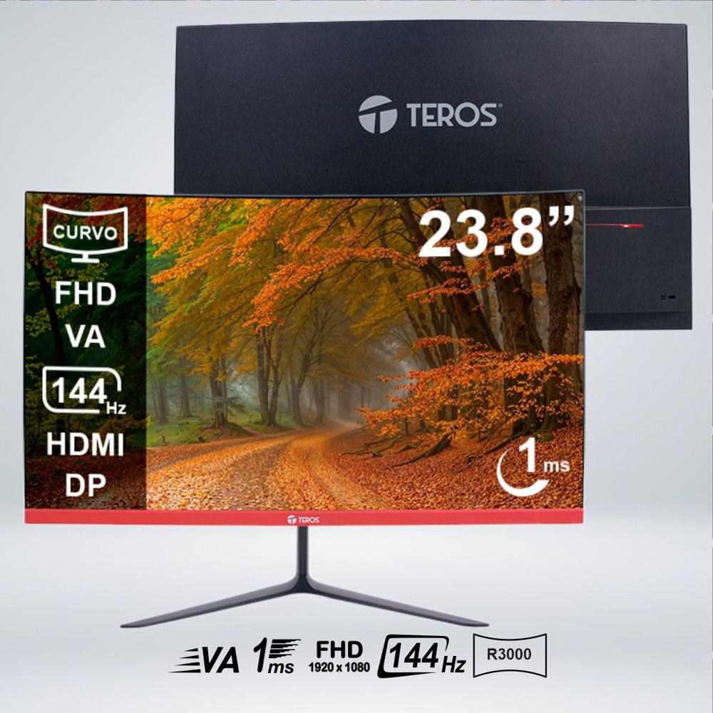 MONITOR CURVO TEROS TE-2403S 23.8'' FHD VA 144HZ 1MS HDMI DP EARPHONE OUT