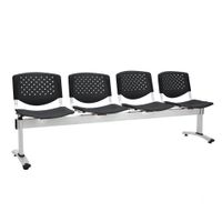 Tandem De Espera Prisma Negro 4 Asientos Estructura Gris Althea Confort