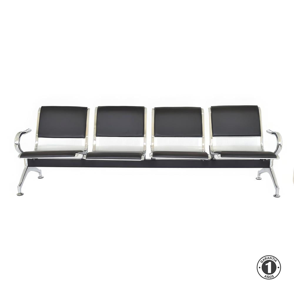 Tandem Aeropuerto Semi Tapiz Gris 4 Asientos Althea Confort