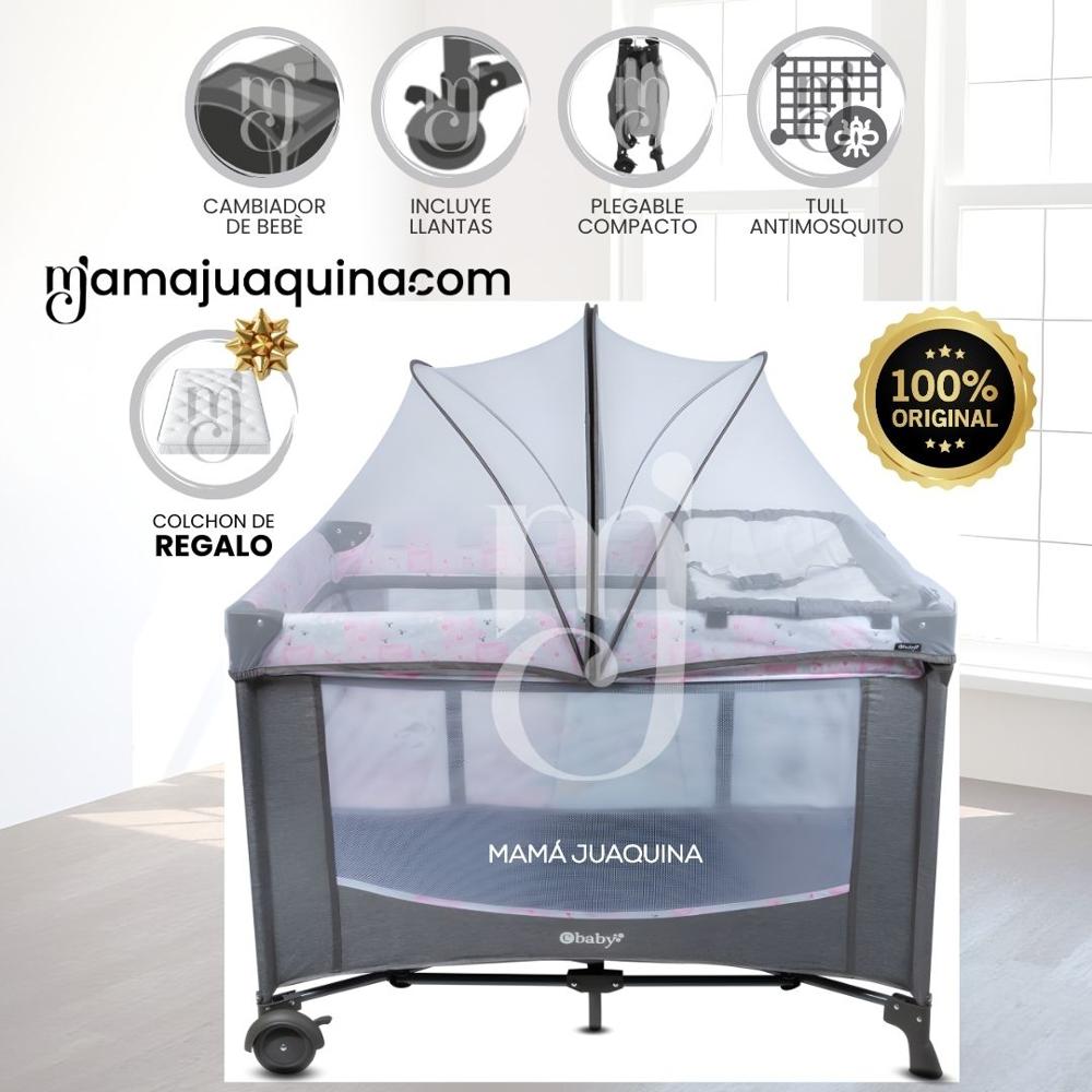 Cuna Corral NELA Grey Pink con Colchón