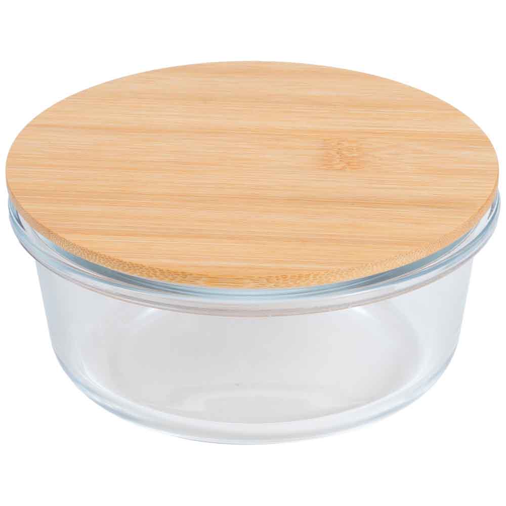 Táper de Vidrio Redondo DECO HOME con Tapa Bambú 400ml