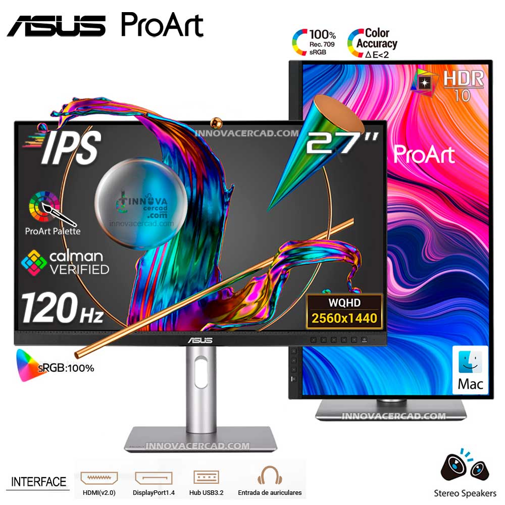 Monitor Professional ASUS ProArt 27 PA278QGV IPS QHD 2560 x 1440 120Hz HDR-10