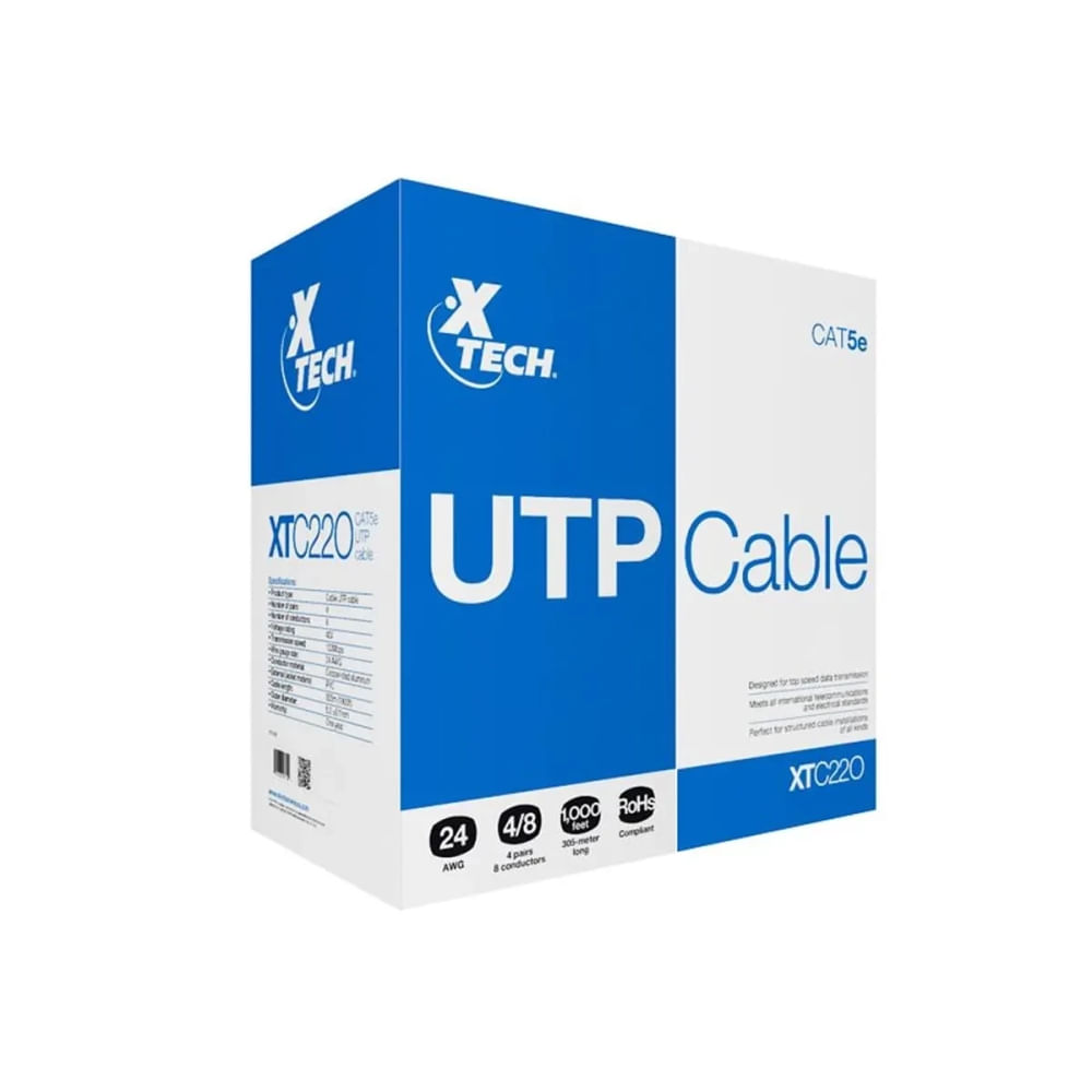 Cable Ethernet Xtech CAT 5e RJ-45 (M) a RJ-45 (M) 305 m UTP - Ideal para redes rápidas y seguras