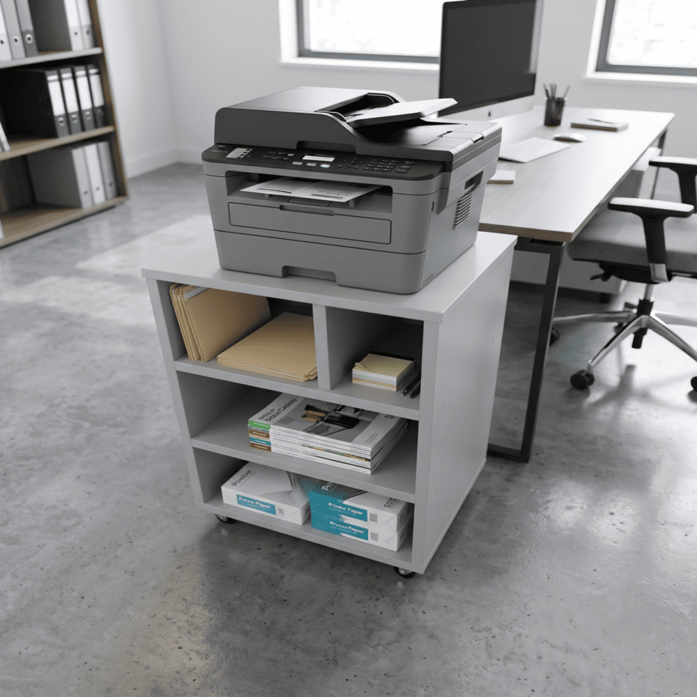 Mueble Auxiliar para impresora de melamina gris