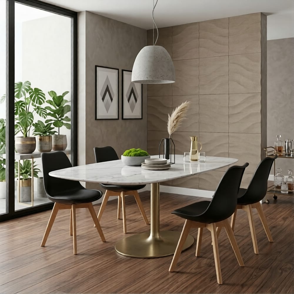 Juego de 4 Sillas de Comedor Terraza Bonno Negro