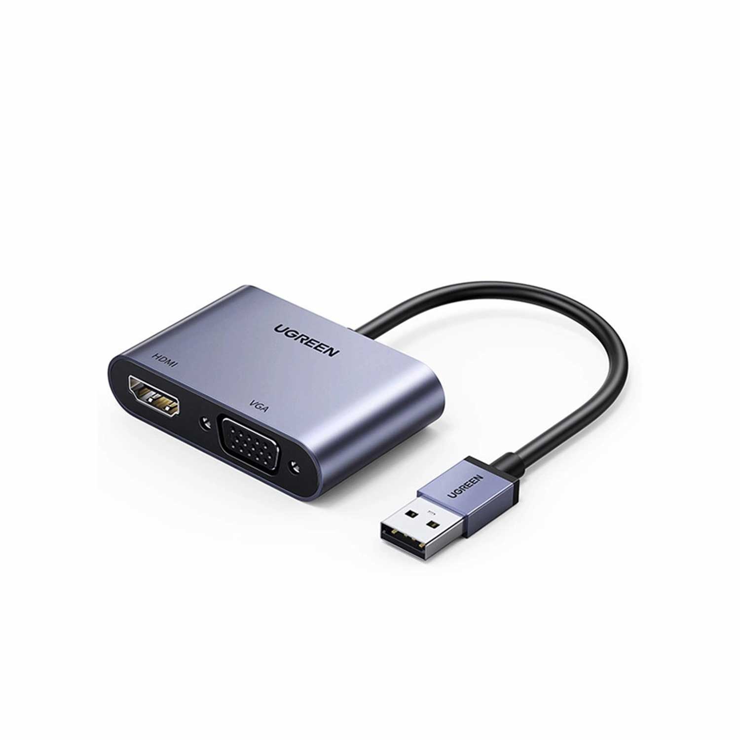 Cable Adaptador Ugreen 2 in 1 de USB 3.0 Macho a VGA y HDMI Hembras 20518