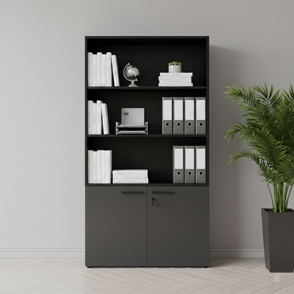 Estante Renato 4 Repisas Negro y Plomo | Masiva Home