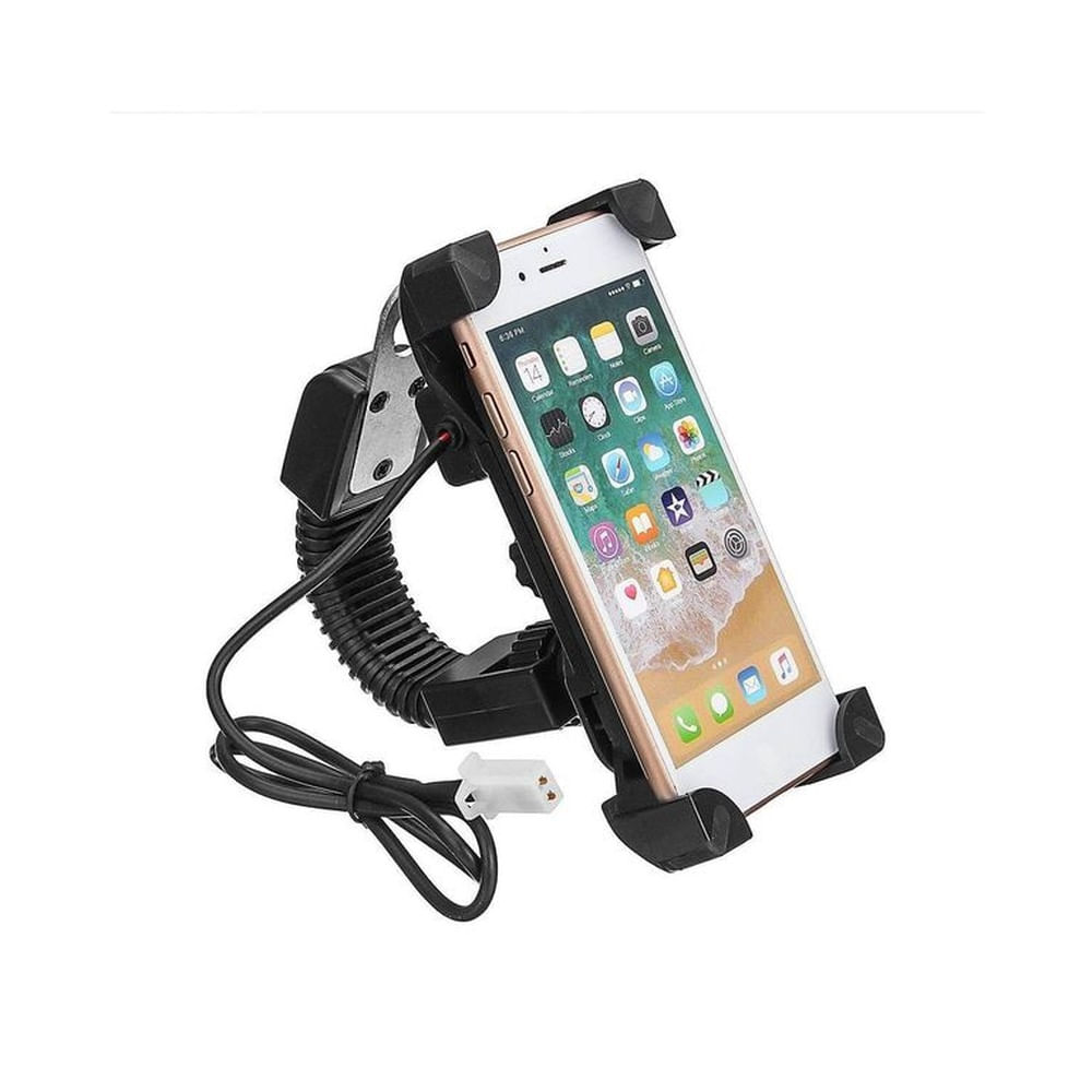 Sujetador y cargador de celular para moto