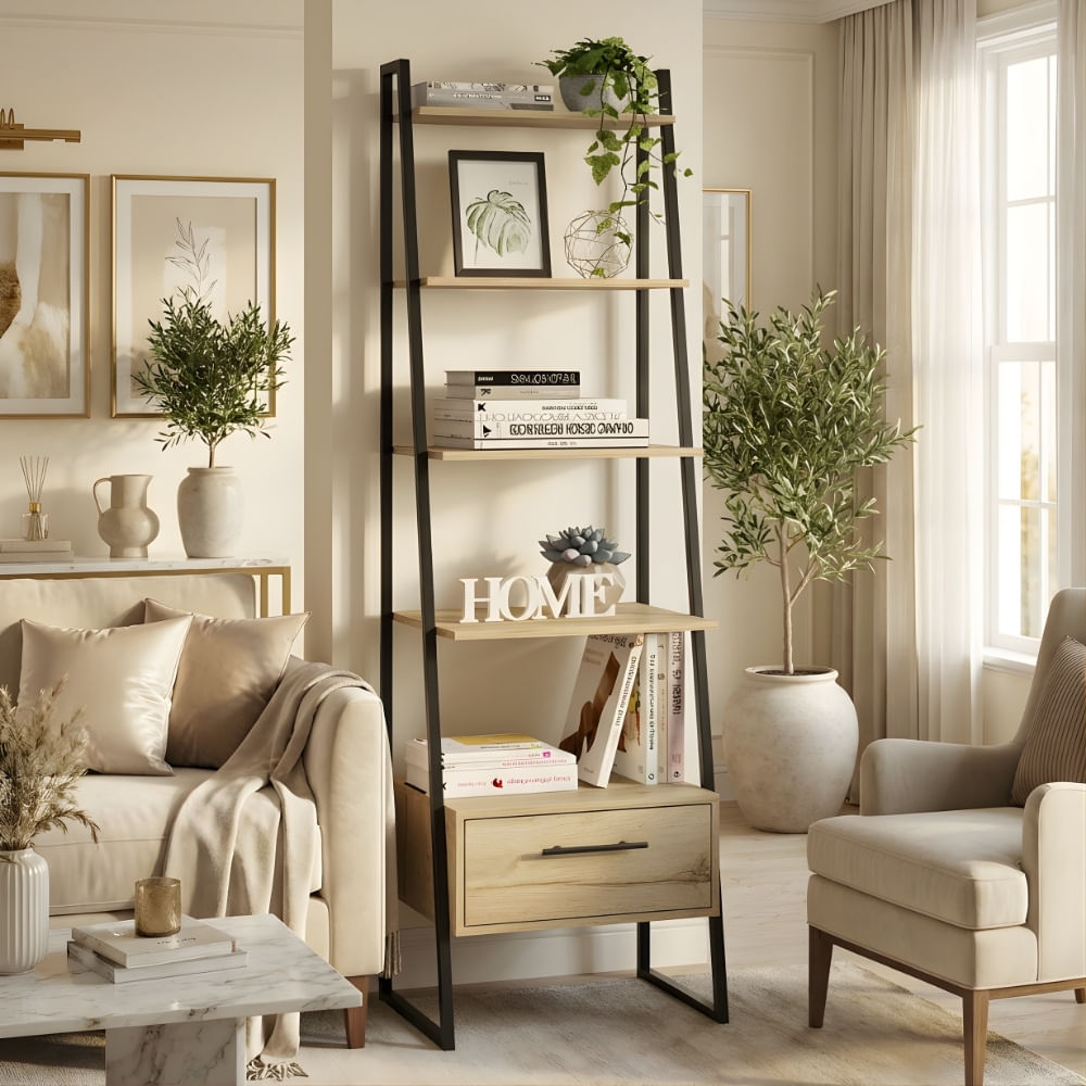 Estante Librero Iris 5 Niveles Negro y Marron | Masiva Home