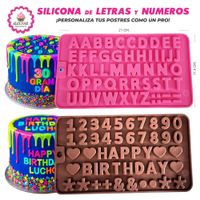 Pack de 2 Moldes de Silicona de Letras y Números para Repostería