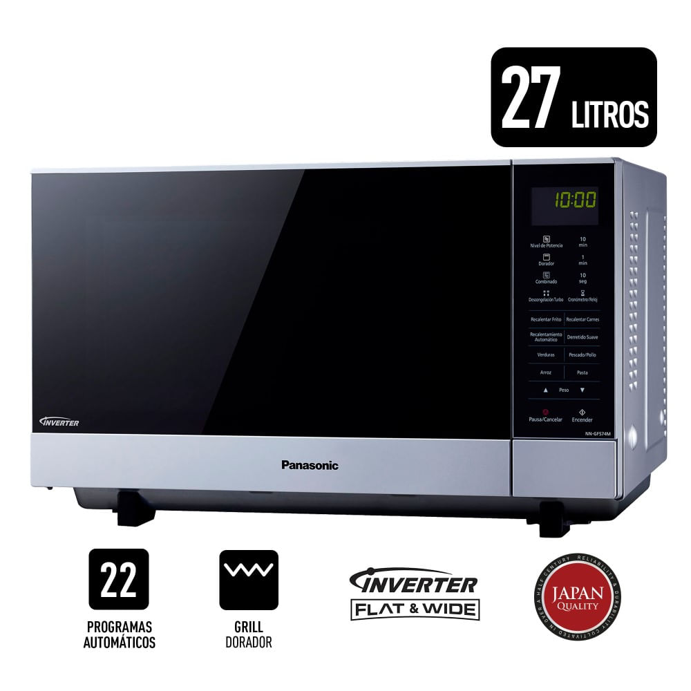 Microondas Panasonic 27L NN-GF574MRPM Grill Inverter