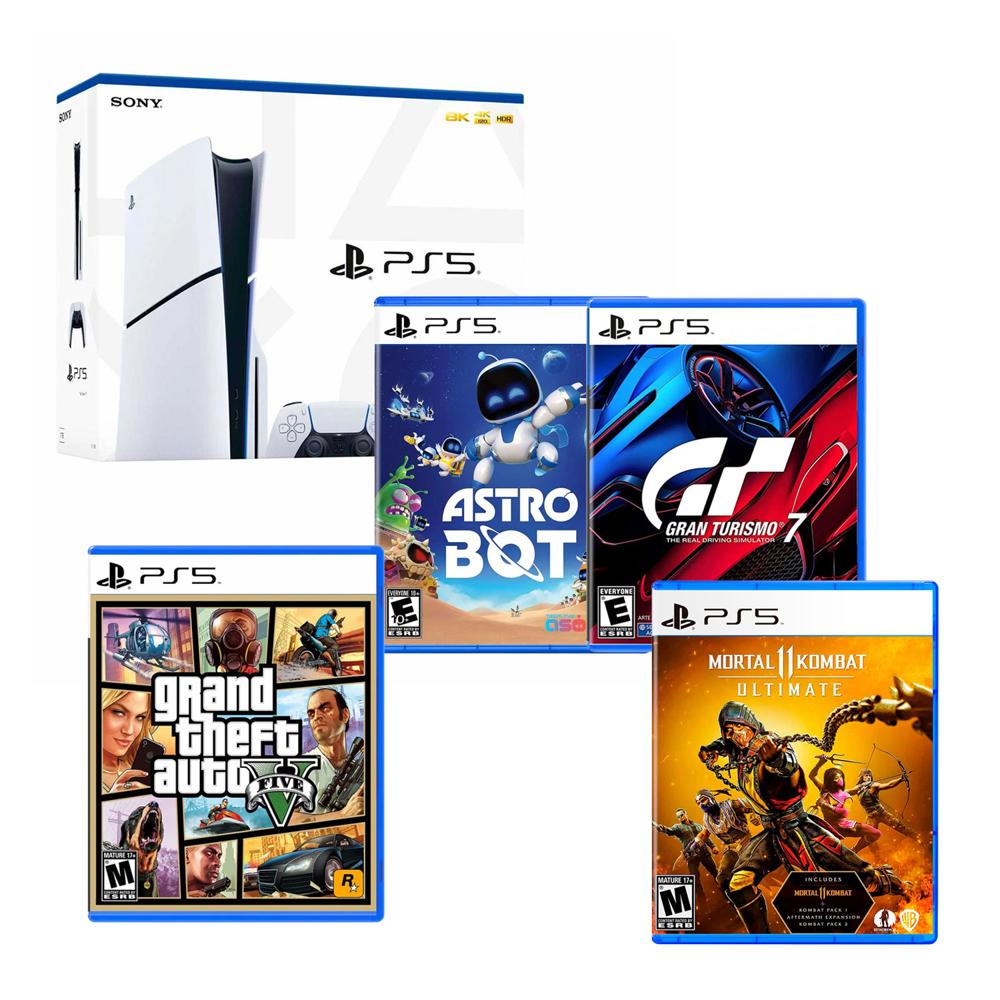 Consola Playstation 5 Slim Disco + Astro Bot + Gran Turismo 7 + Gta 5 + MK 11 Ultimate