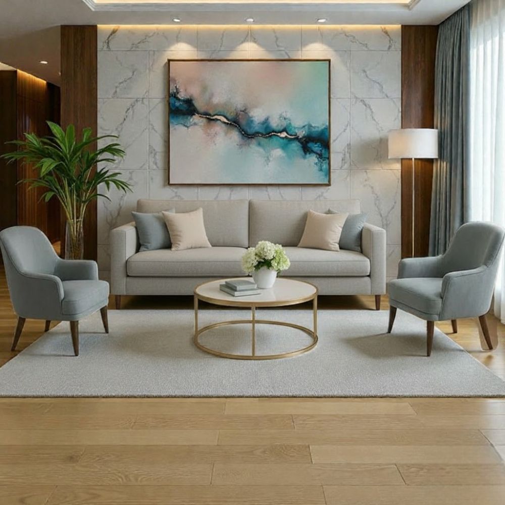 Juego de Sala Sami Gris Claro Butacas Vintage