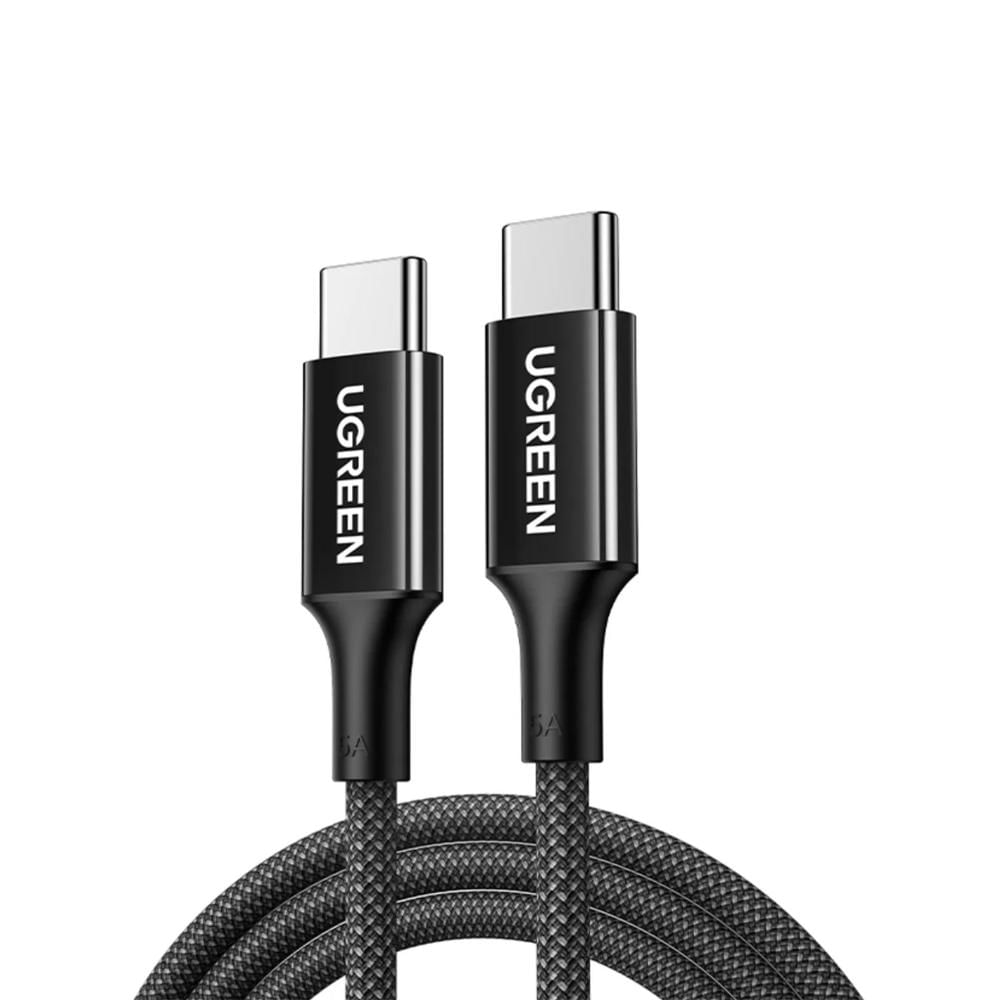 Cable USB-C a USB-C Ugreen 5A Carga Rápida PD 1M Trenzado Negro L502-65249