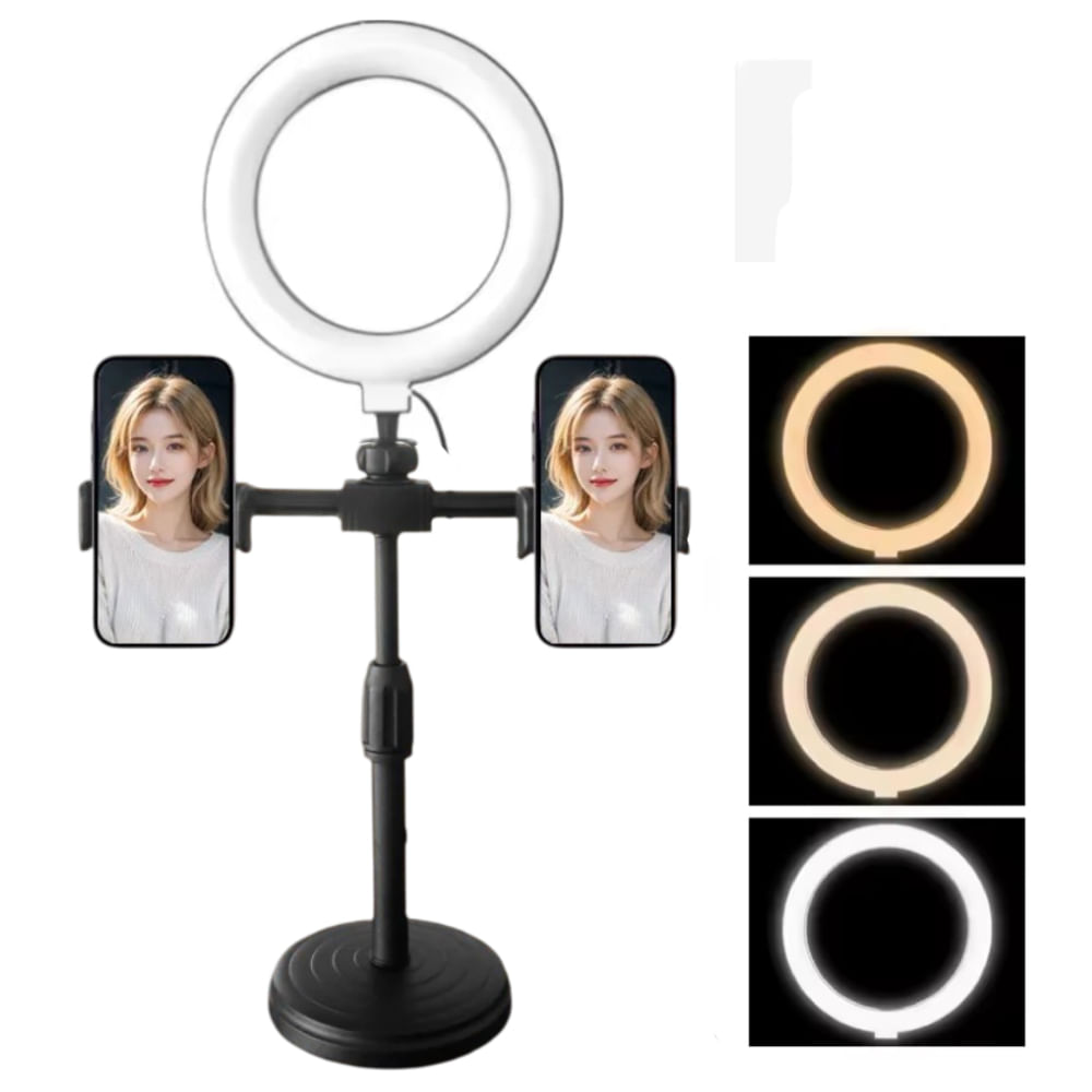 Soporte de Mesa Escritorio para Celular Aro LED