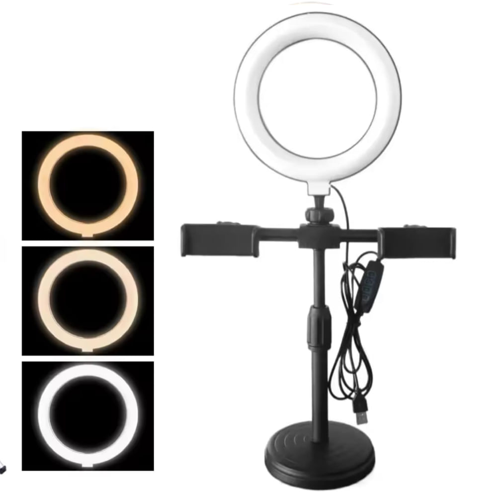Soporte de Escritorio Mesa Aro LED para Celular