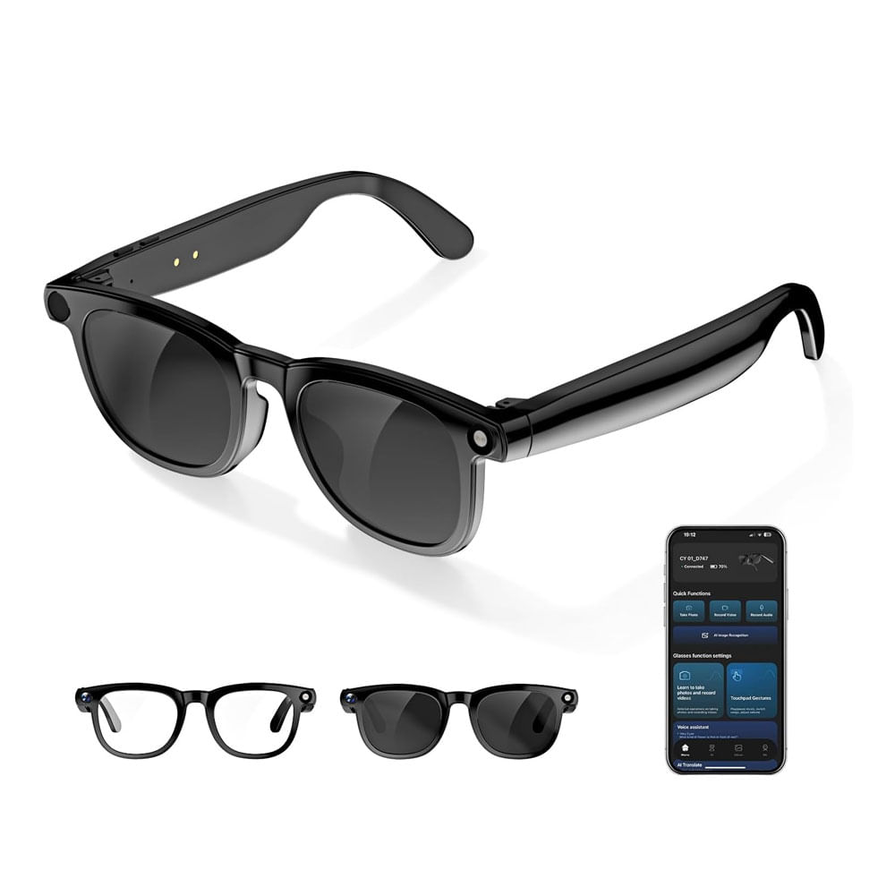 Gafas Inteligentes Camara Bluetooth Grabacion 4K Foto Video Traduccion en Tiempo Real