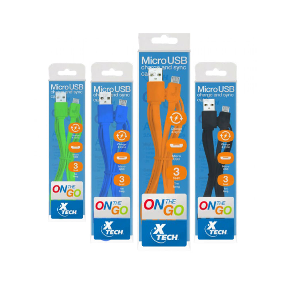 Cable USB Xtech XTG-231 Micro-USB 1m Plano, 2.4A, Compatible con Dispositivos Móviles