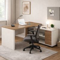 Escritorio en L Oriana con Almacenamiento Color GalesBlanco TU MESITA Canto Grueso