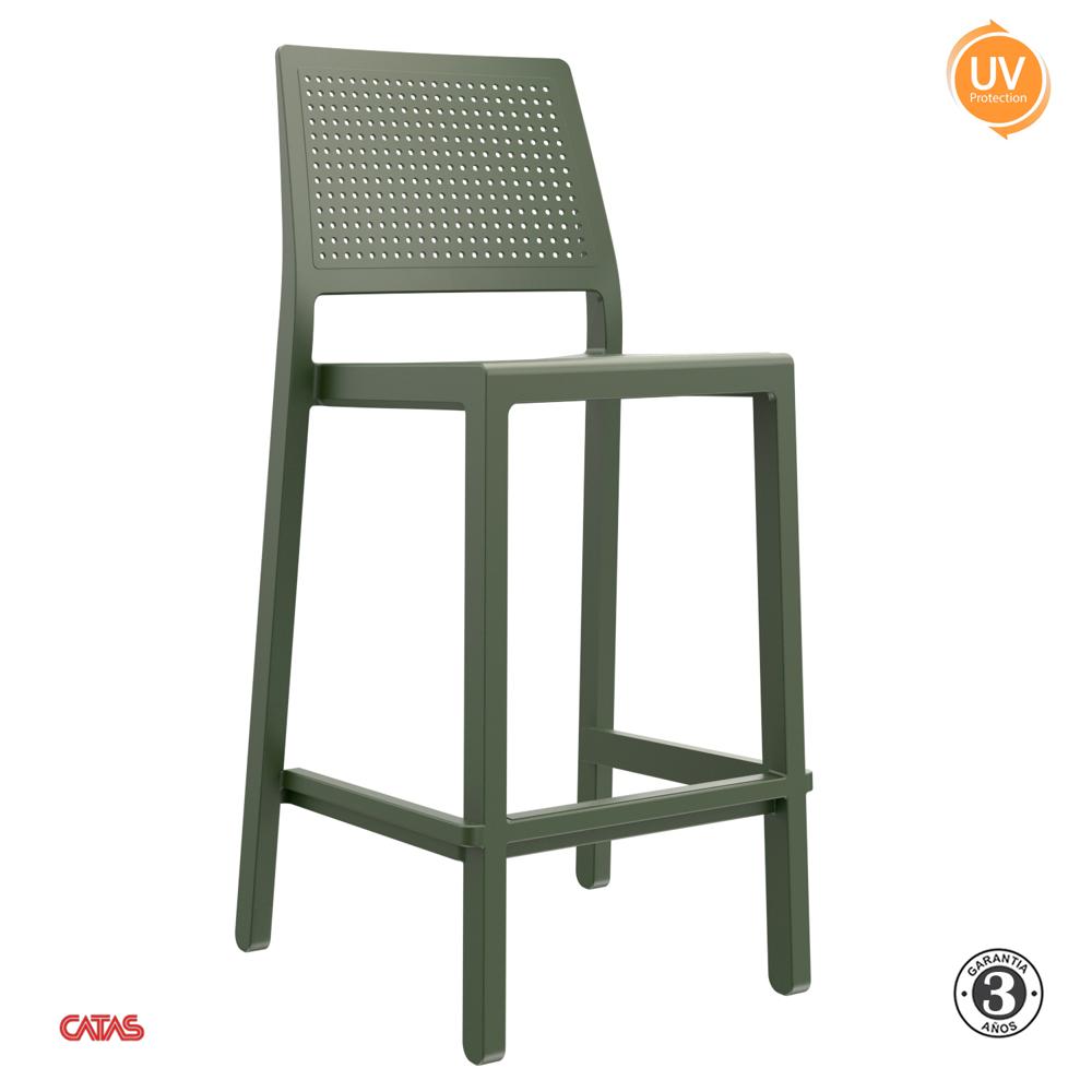 Silla Para Bar Emi 65 Cm. Butaca Verde Oliva Althea Confort