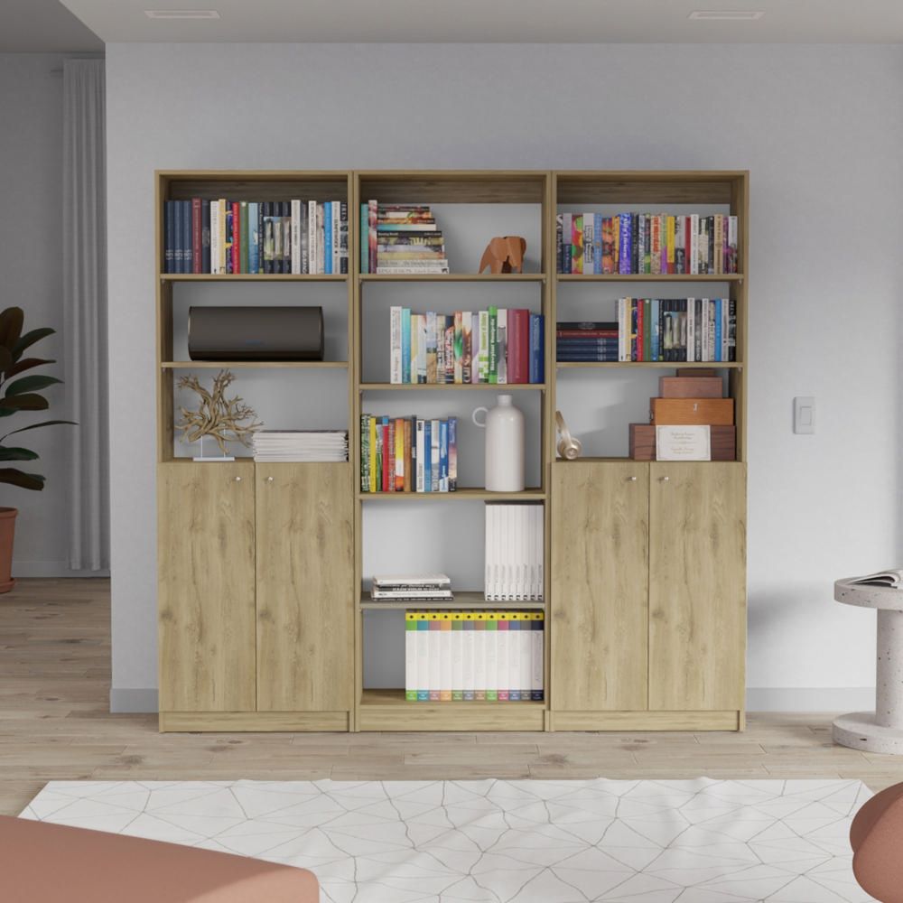 Combo Home 2 Estantes 2 Puertas + Estante 5 Repisas - Macadamia