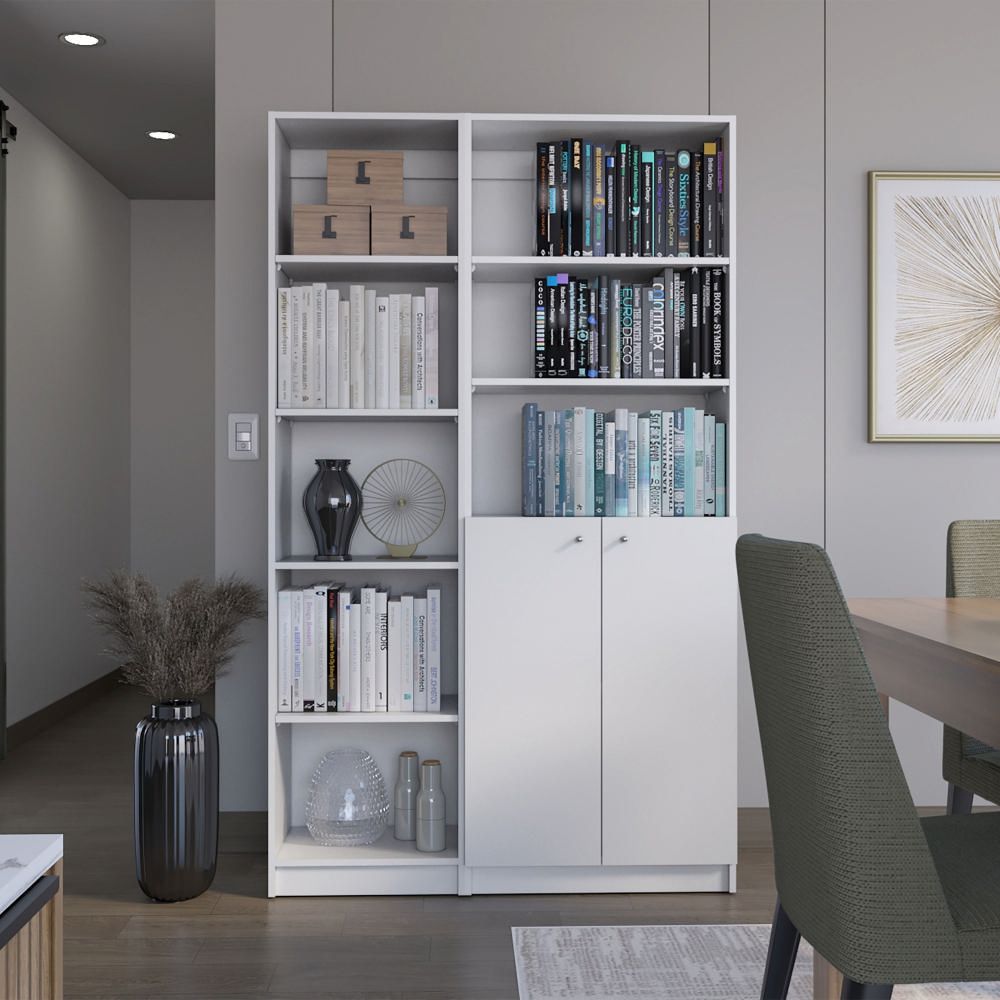 Combo Home Estante 45cm + Estante 2 Puertas - Blanco