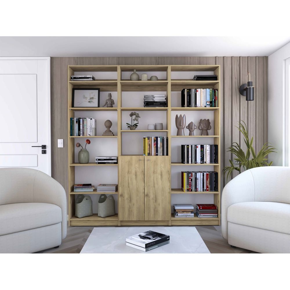 Combo Home 2 Estantes 5 Repisas + Estante 2 Puertas + 3 Complemento - Macadamia