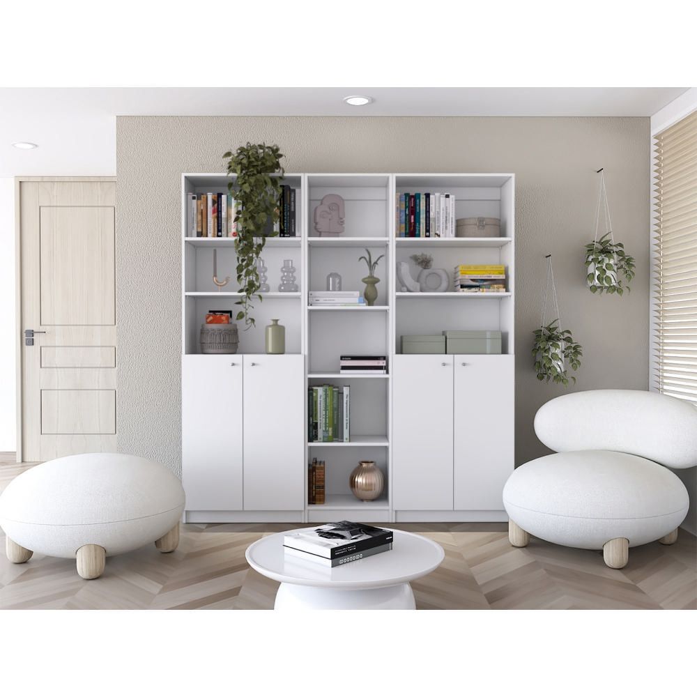 Combo Home 2 Estantes 2 Puertas + Estante 45cm - Blanco