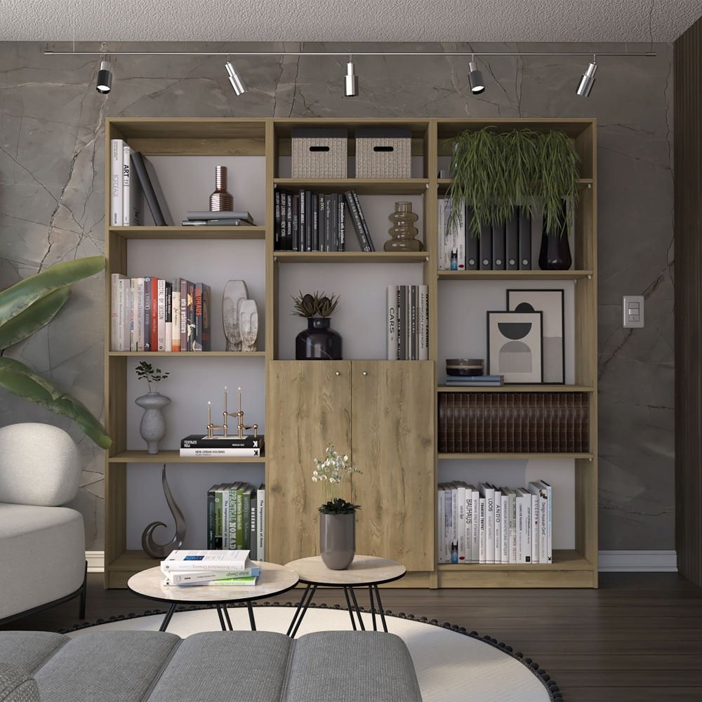 Combo Home Estante 4 Repisas + Estante 2 Puertas + Estante 5 Repisas - Macadamia