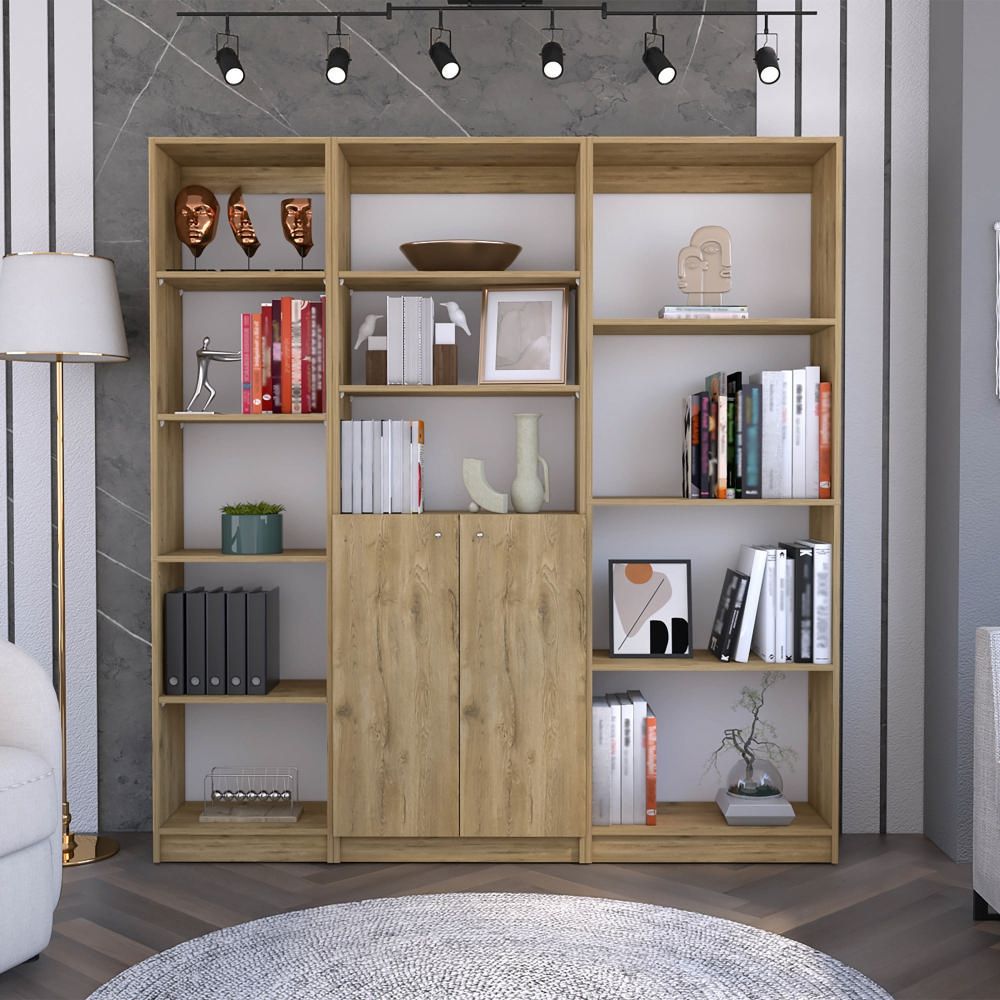 Combo Home Estante 45cm + Estante 2 Puertas + Estante 4 Repisas - Macadamia