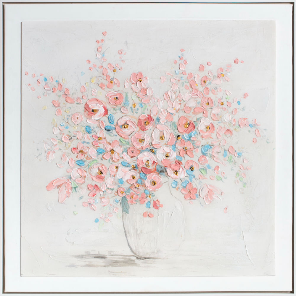 Canvas Flores Rosadas 70x70cm